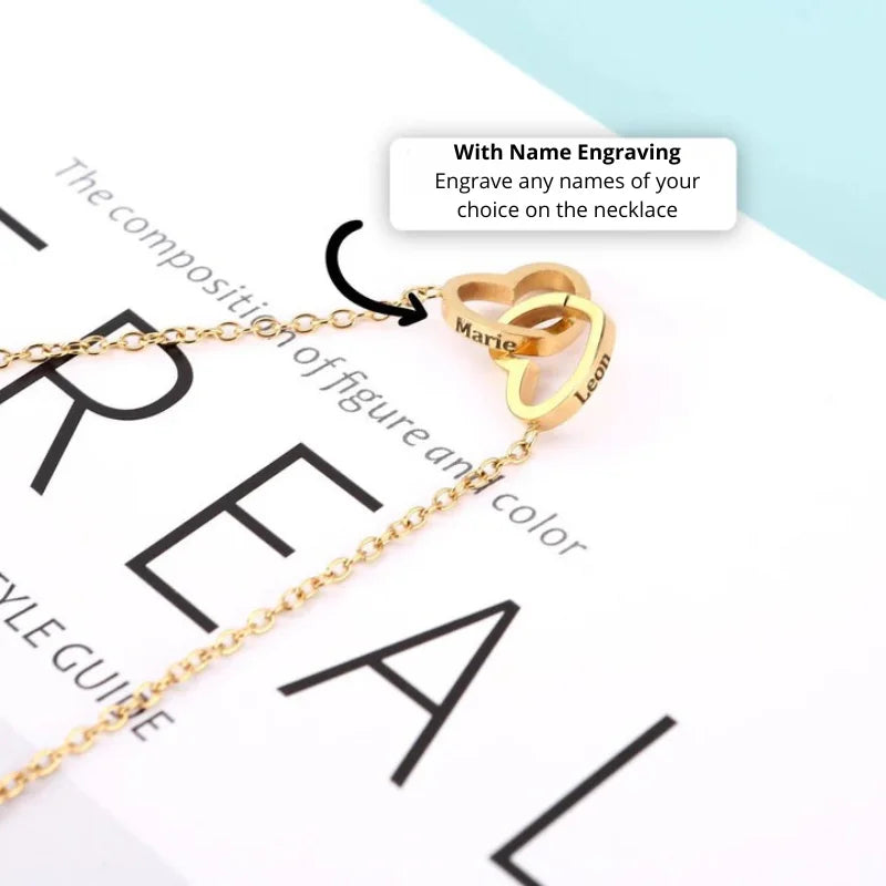 Eternal Rose Gift Box – Engraved Double Heart Necklace