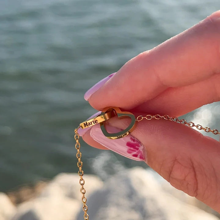 Eternal Rose Gift Box – Engraved Double Heart Necklace